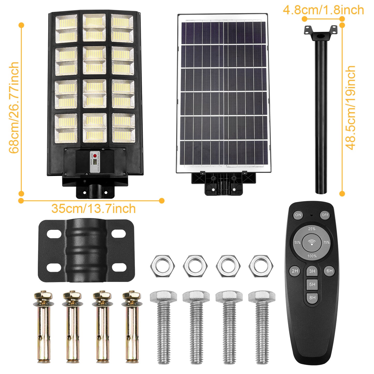Solar-Parkplatzbeleuchtung mit LED-Bewegungsmelder von der Dämmerung bis zum Morgengrauen