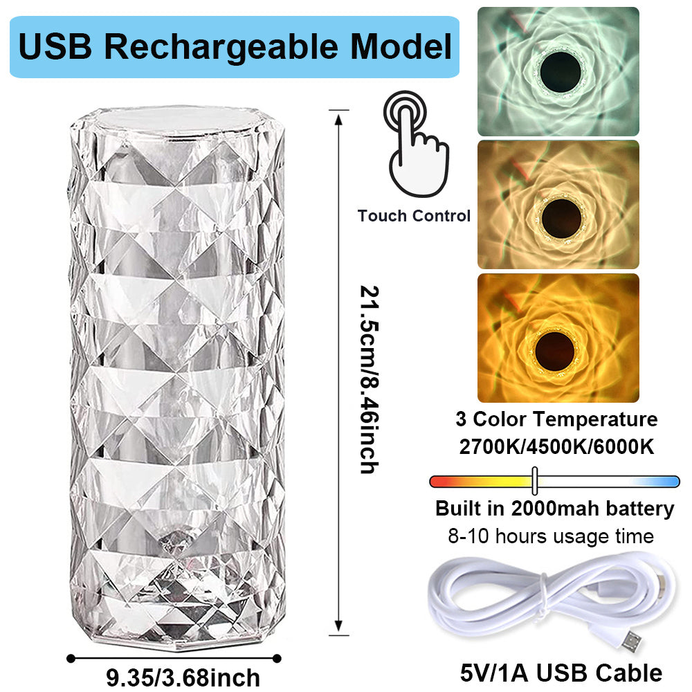 LED-Tischlampe aus Rosenkristall