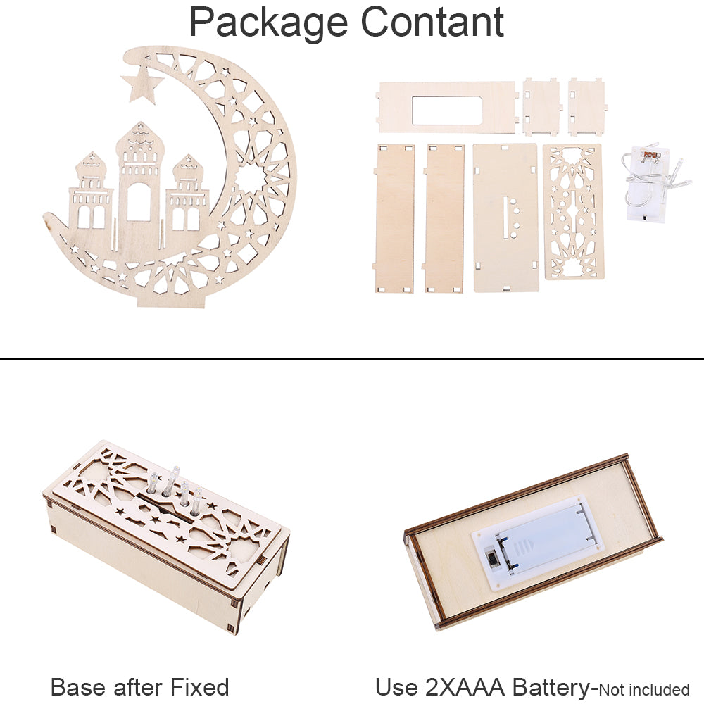 Lumière de lune LED en bois pour l'Aïd