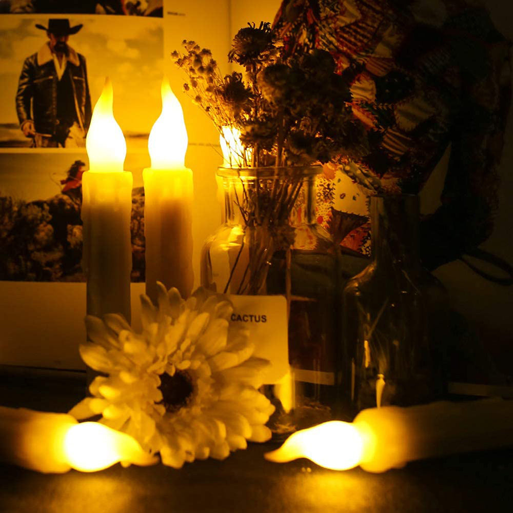 Velas LED parpadeantes cónicas sin llama