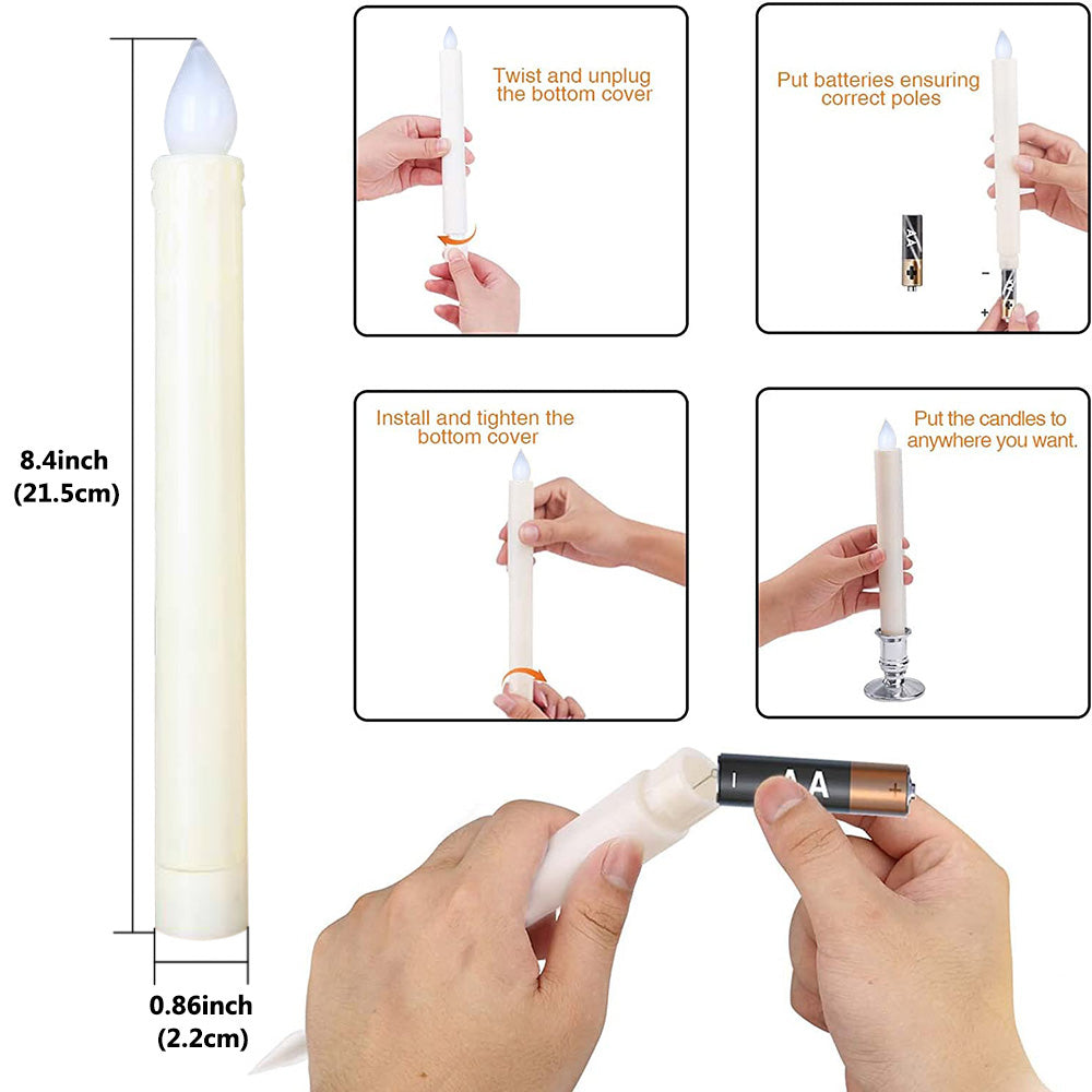 Velas LED sin llama parpadeantes cónicas