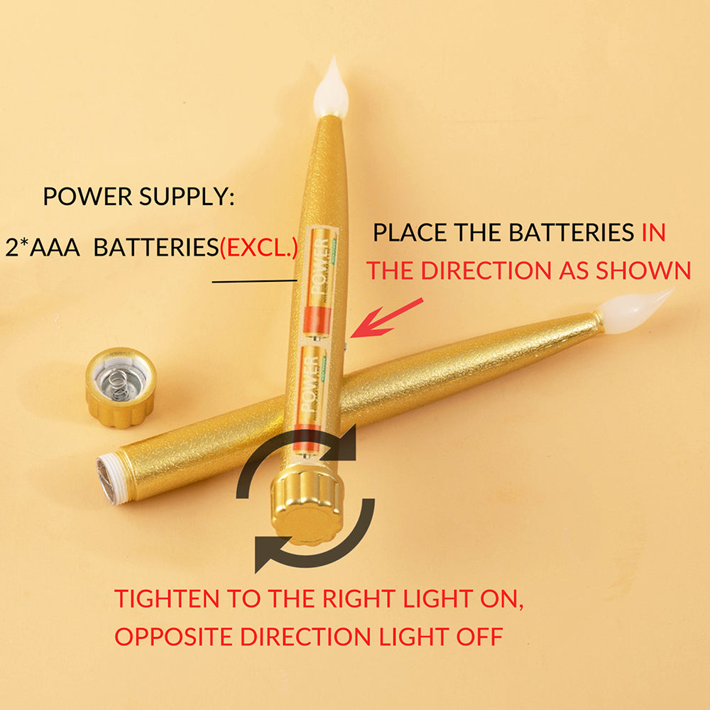 Luz de vela cónica LED sin llama dorada