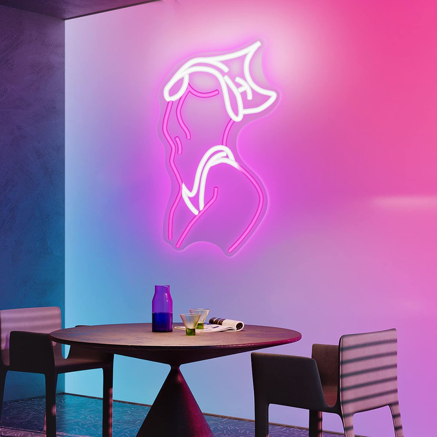 Lady Neon Signs - Pink and White LED Wall Decor for Preppy Room