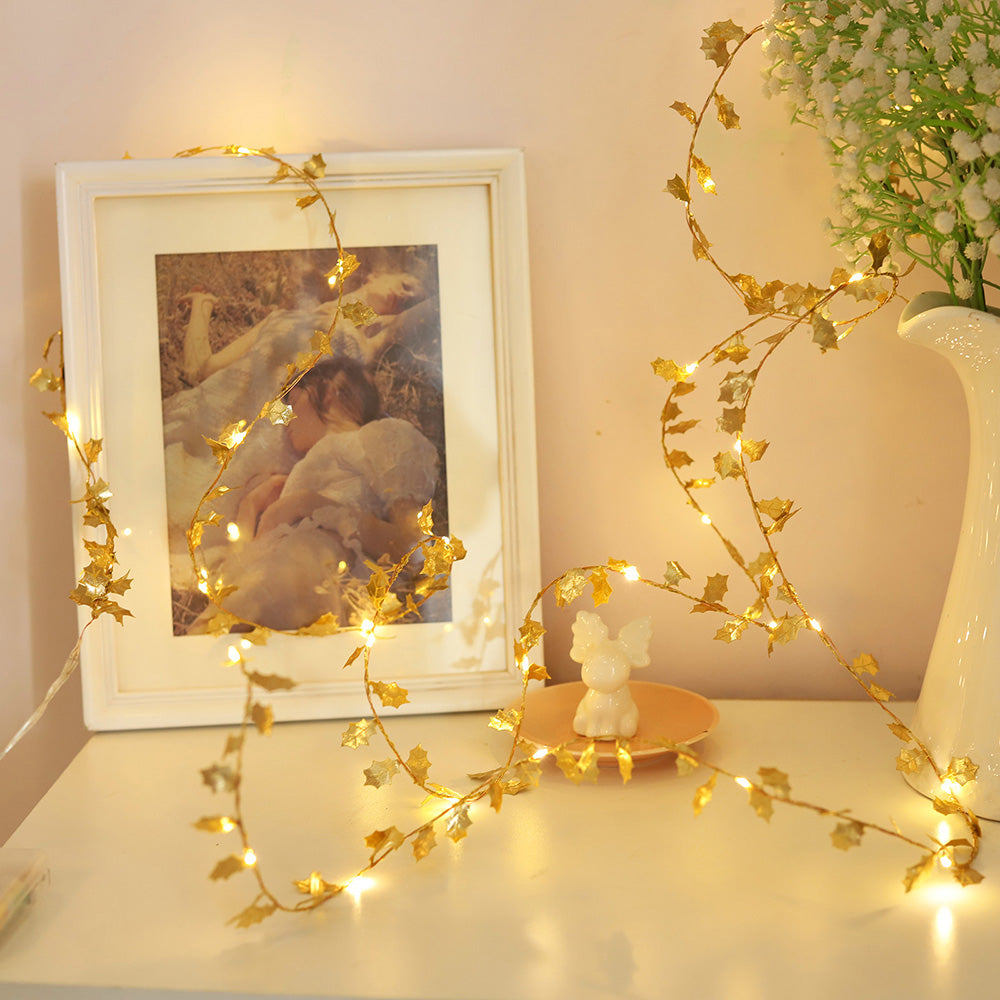 Golden Butterfly/Golden Leaves Lights String, 2M/6.5FT 20 LEDs