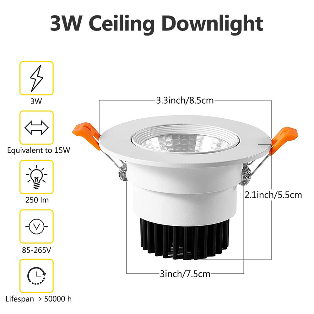 LED Downlight COB Recessed Ceiling Light 3W/10W