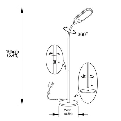 Lámpara de pie LED de 12W Lámpara de lectura moderna regulable