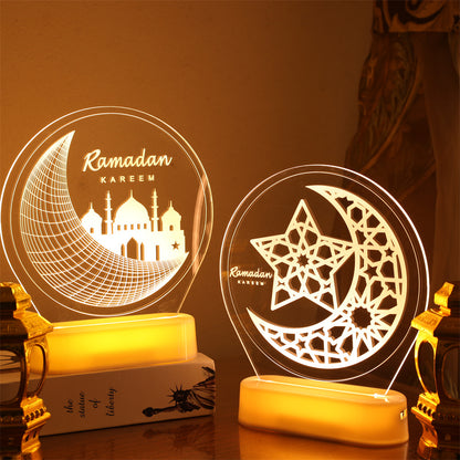 Ilusión 3D Luces nocturnas de Ramadán Mubarak