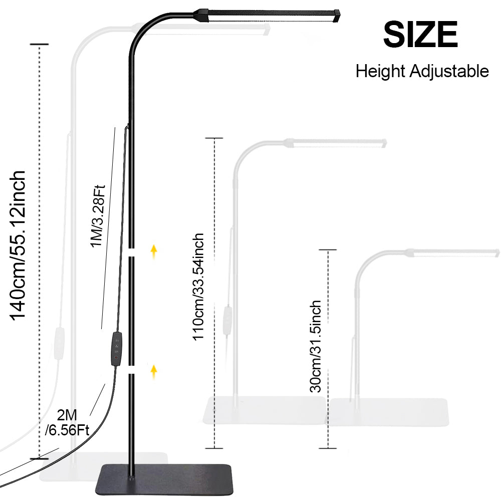 Lámpara de pie LED Temperatura de color ajustable 10 niveles