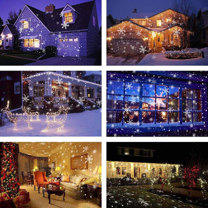 Christmas Snowflake LED Projector Lights Rotating Snowfall Projection