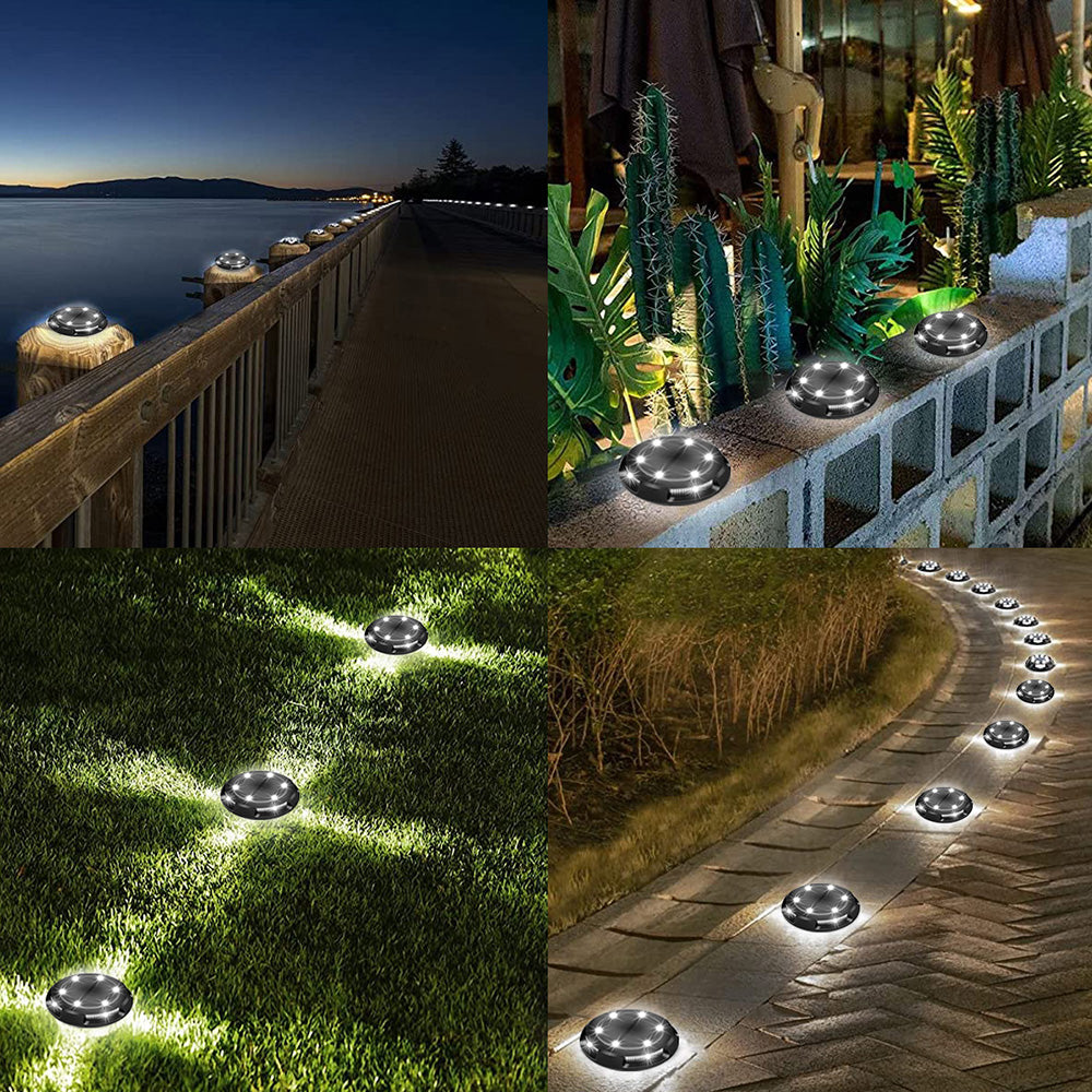 Outdoor Solar Garden 10 LED Disk Lights