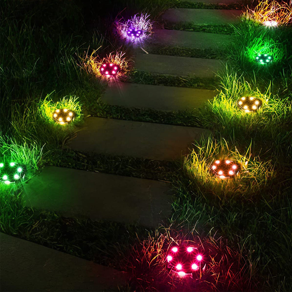 Outdoor Solar Garden 10 LED Disk Lights