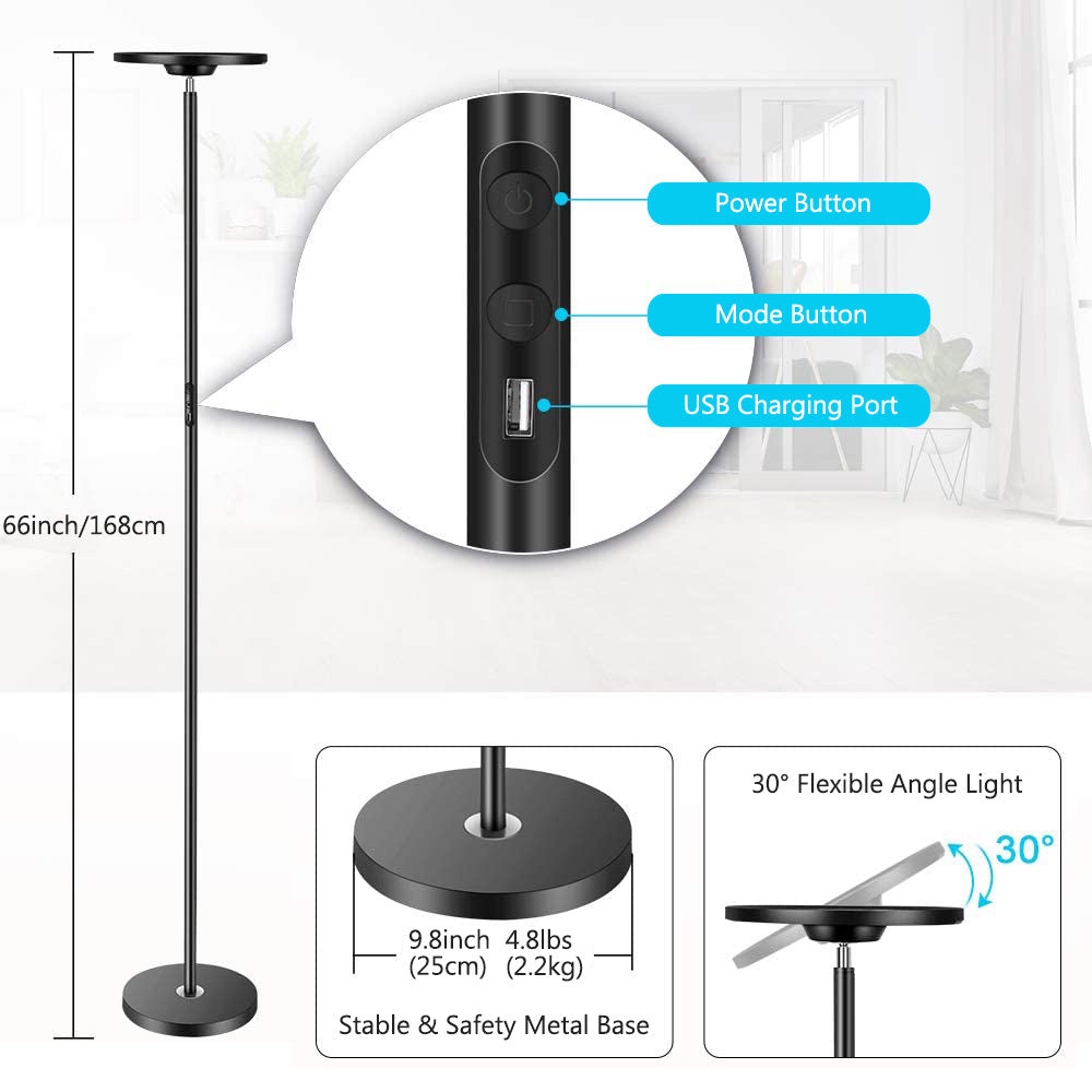 Smart Floor Lamp 2000 lm Ultra Bright Dimmable