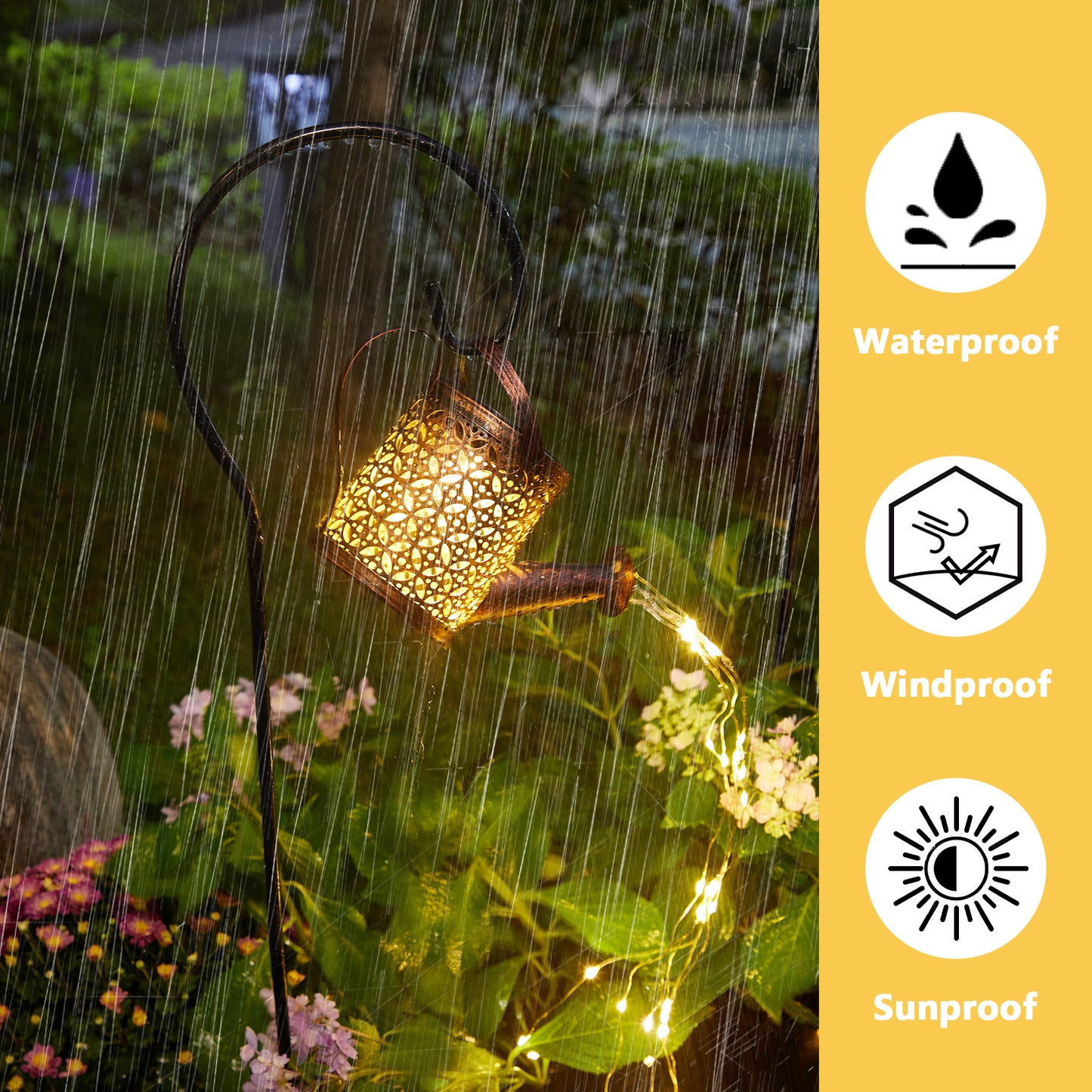 Arrosoir solaire avec lumières, piquet de jardin décoratif