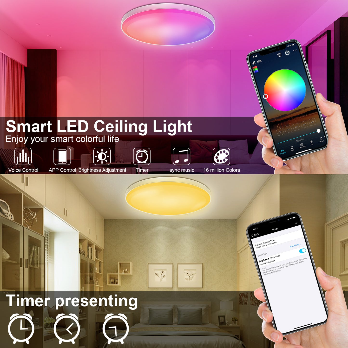 LED WiFi Smart Ceiling Light Flush Mount