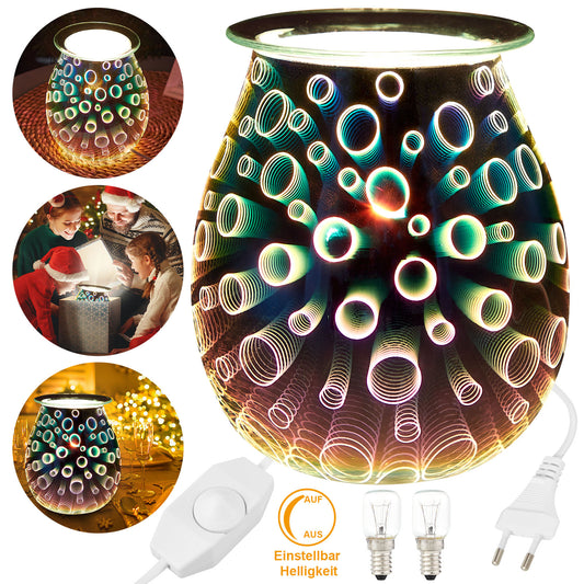 Electric Wax Melter Dimmable 3D Glass Circle Candle