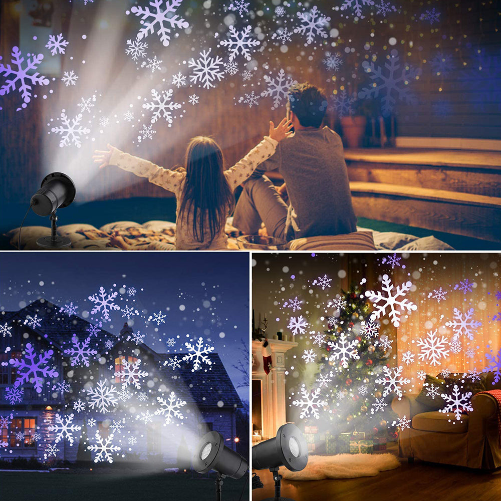 Christmas Snowflake LED Projector Lights Rotating Snowfall Projection