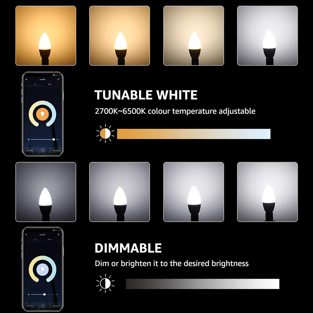 Ampoule de bougie de lustre LED intelligente Bluetooth E12/E14