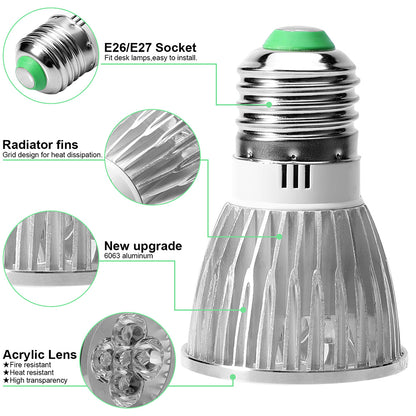 Bombilla LED de crecimiento de espectro completo de alto brillo 5W-18W