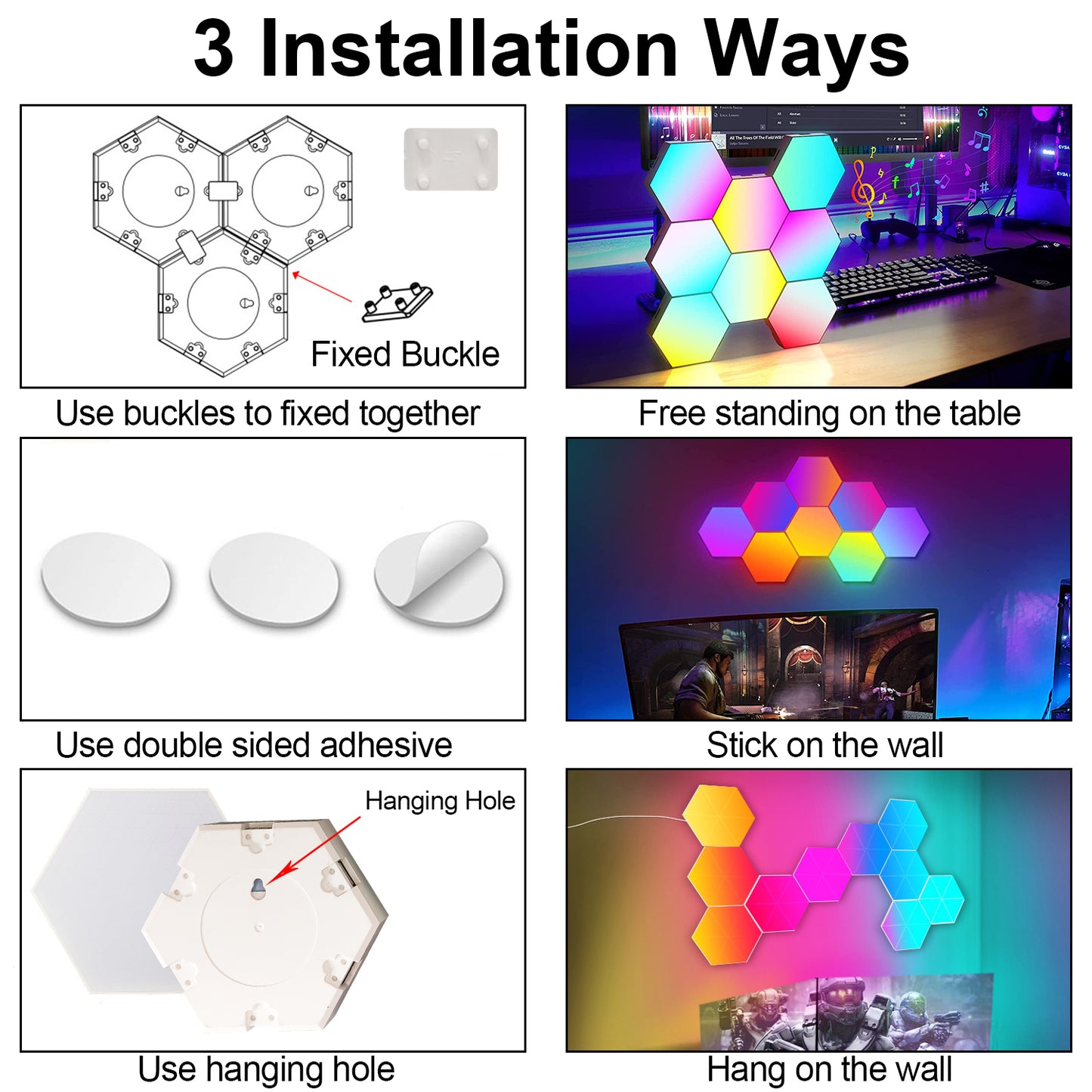 LED Smart Hexagon Lights Table and Wall Lights