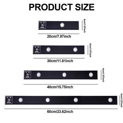 Luz LED con sensor de movimiento debajo del gabinete, carcasa negra