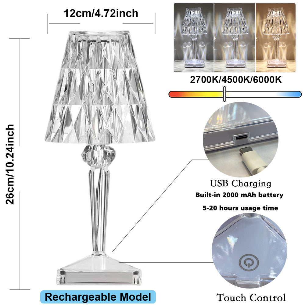 Lampe de table en cristal en forme de tasse à vin à LED