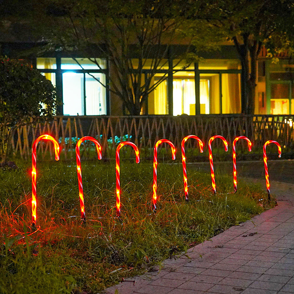 Luces navideñas del camino del bastón de caramelo