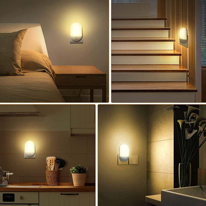 Luz nocturna LED con sensor de movimiento PIR enchufable para pared