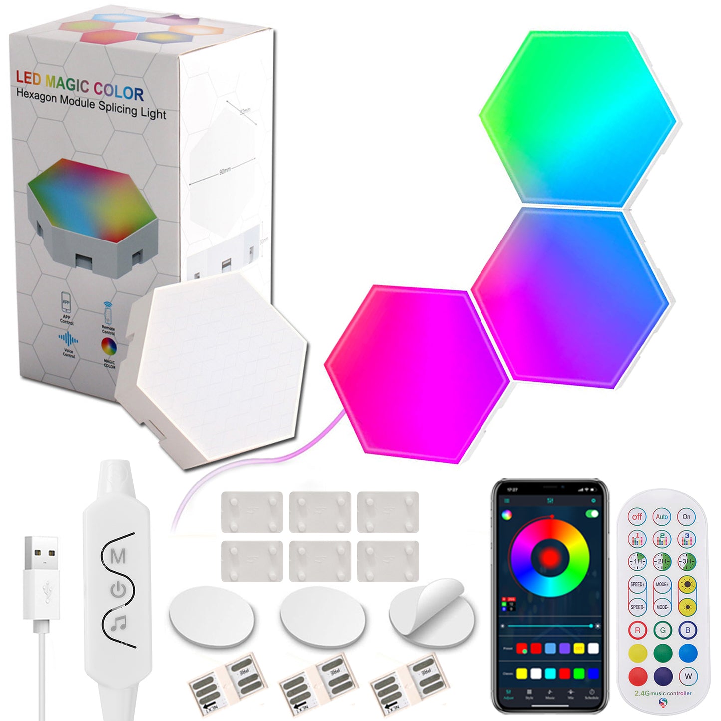 Lampes de table et appliques murales LED Smart Hexagon Lights