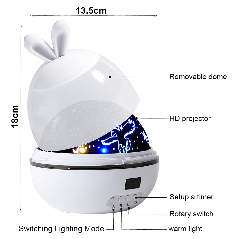 LED-Sterne-Projektor-Nachtlichter, mehrfarbige rotierende Lampe