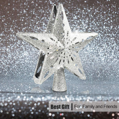 Christmas Tree Topper Star LED Rotating Snowflake Projector