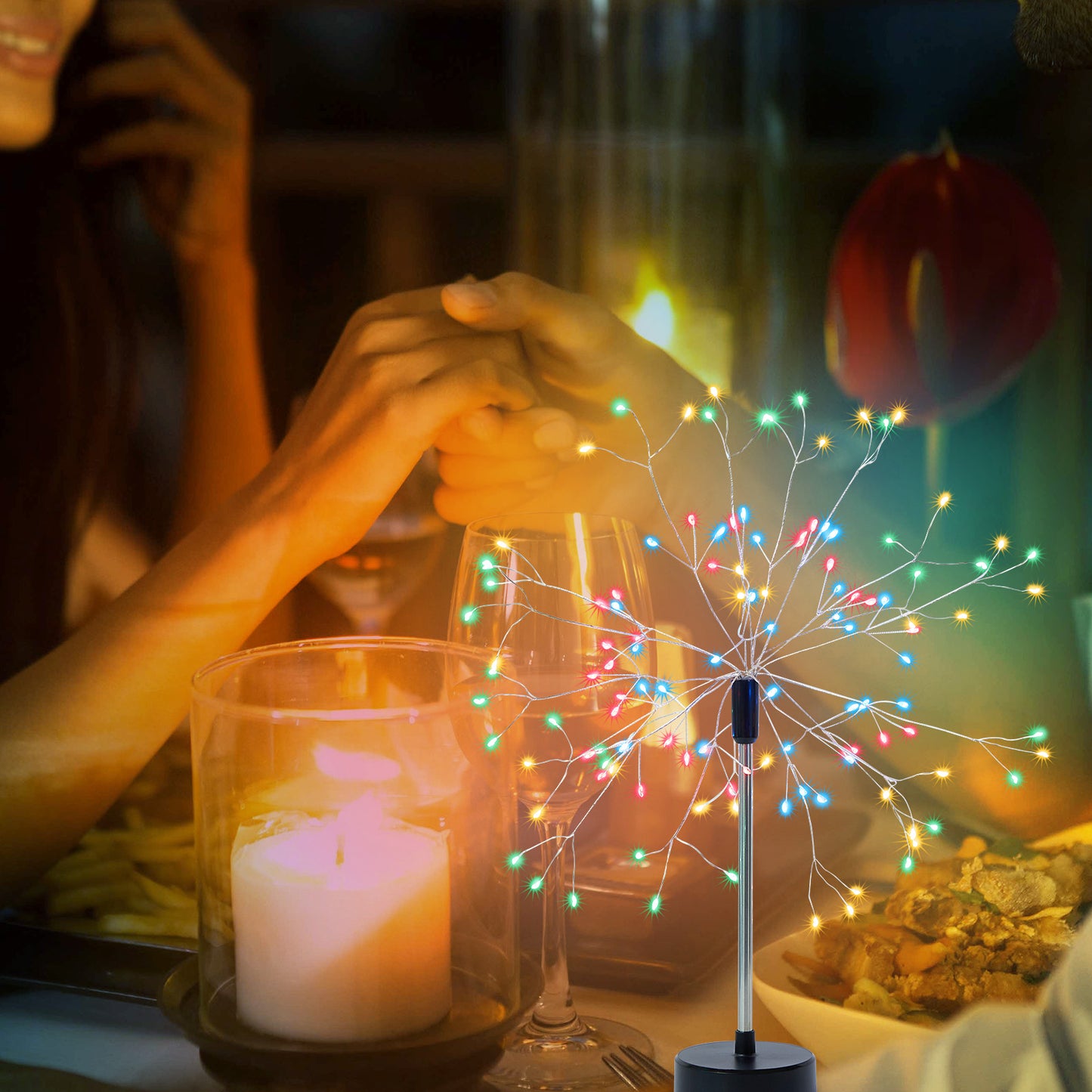 Lumières de table de feu d'artifice à LED