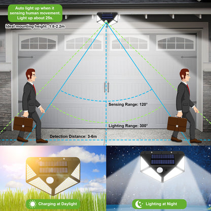 Lumières solaires extérieures à détecteur de mouvement 128 LED