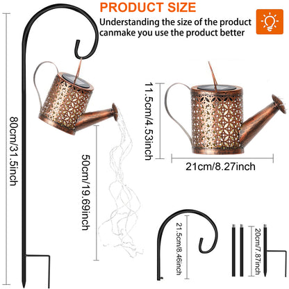 Solar-Gießkanne mit Lichtern, dekorativer Gartenstecker