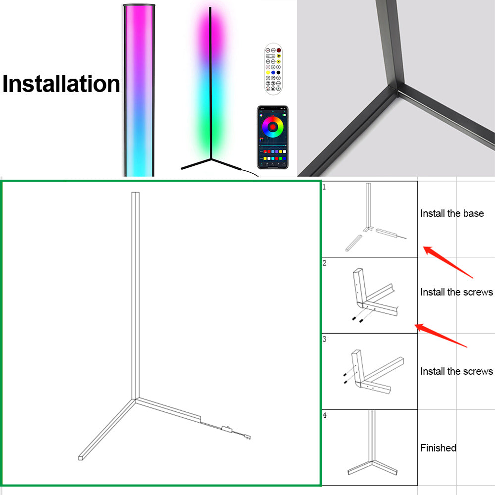 LED-Eckstehleuchte RGB-Farbwechsel