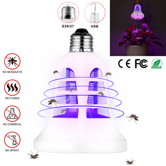 Lampe LED électrique anti-moustique UV 2 en 1 pour plantes