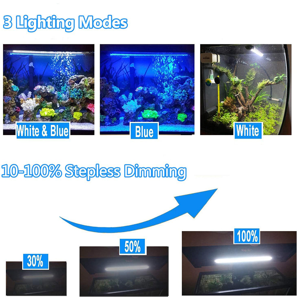 Lumière d'aquarium LED submersible avec minuterie marche/arrêt automatique