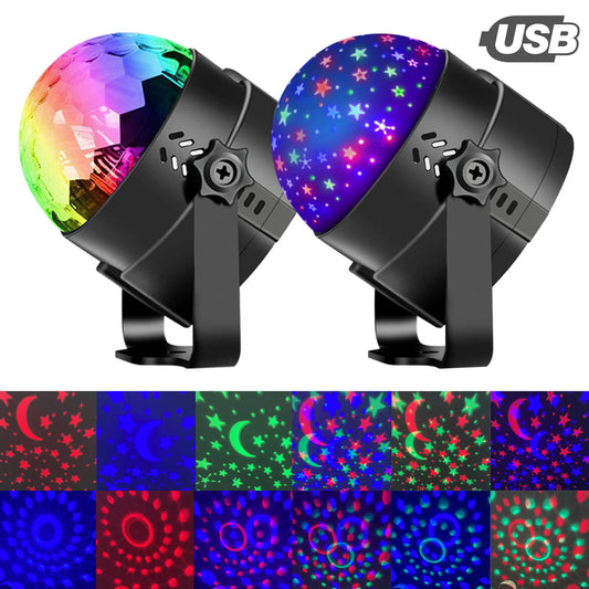 Lumières de scène de fête, boule disco, couleurs RVB