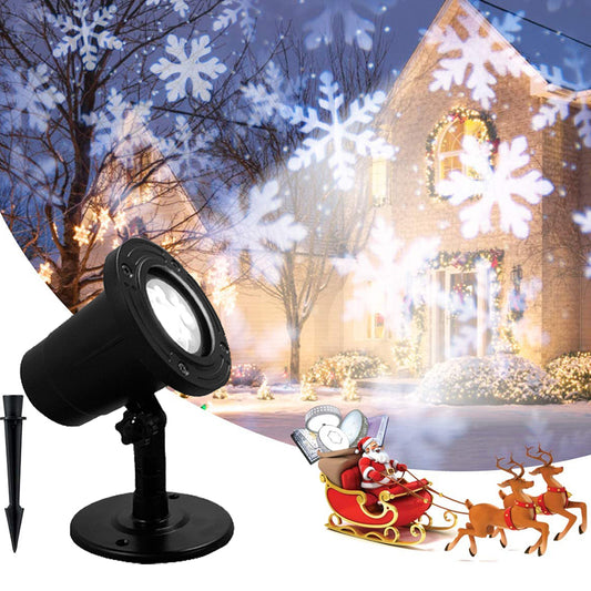 Proyector LED de copo de nieve navideño, luces giratorias, proyección de nevadas