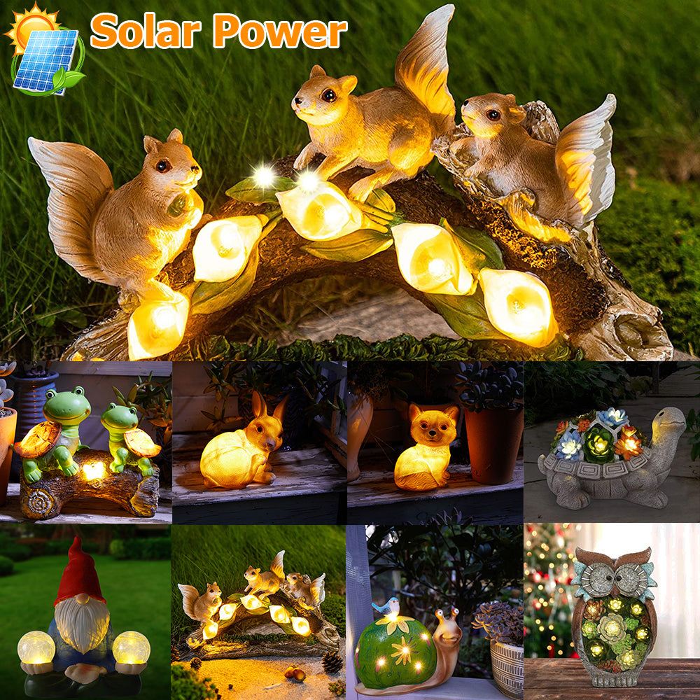 Waterproof Solar Garden Animal & Statue Resin Figurine Lights