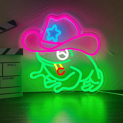 Frog Cowboy Neon Signs LED Lamp