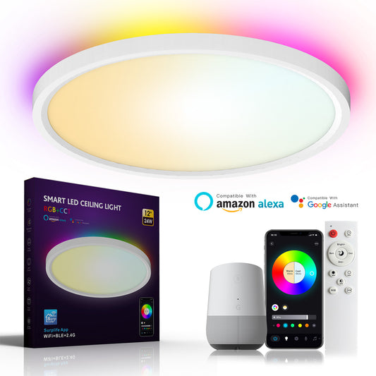 Montaje empotrado de luz de techo LED inteligente WIFI y Bluetooth