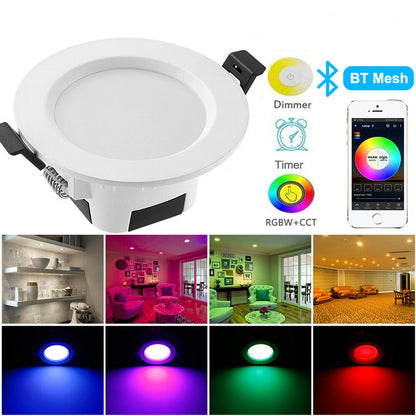 Smart Bluetooth APP 5W/9W RGBWC LED panneau de plafond lampe vers le bas des ampoules