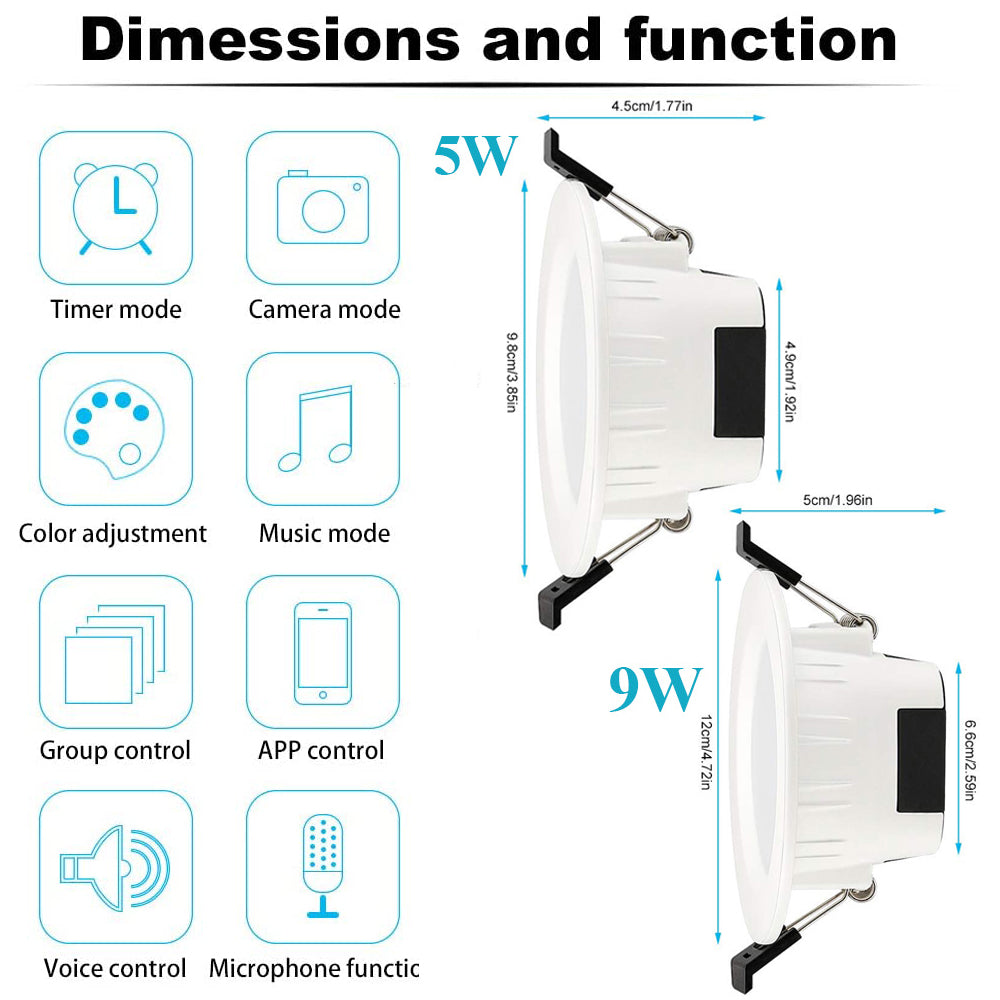 Spots encastrés LED Smart Wireless Bluetooth Mesh