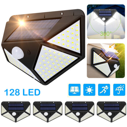 Luces solares con sensor de movimiento para exteriores de 128 LED