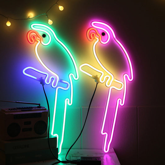 LED-Neonlichtschild „Papagei“.