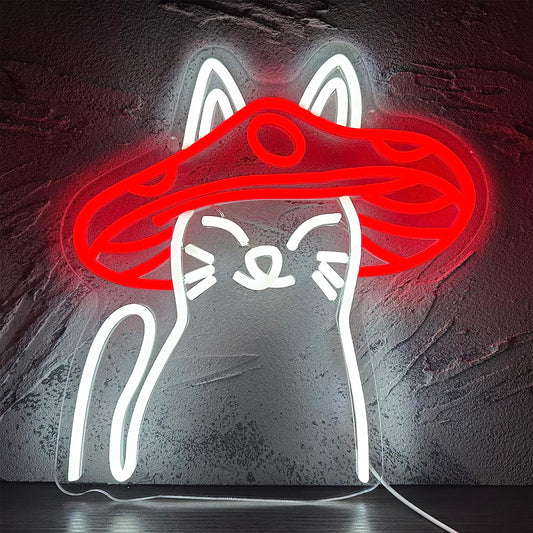 LED Neon Signs Mushroom Cats