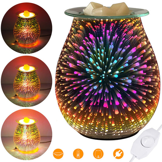 Electric Wax Melter Dimmable 3D Glass Fireworks Candle