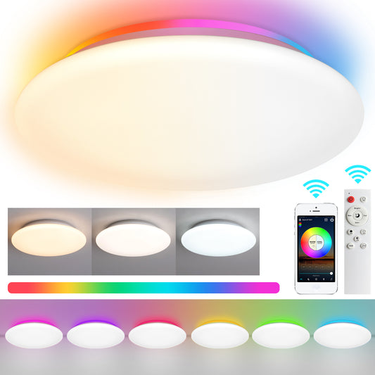 Intelligente LED-RGB-Deckenleuchte für Unterputzmontage, 28 W