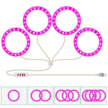 Luz LED para cultivo de plantas USB de espectro completo, color rosa