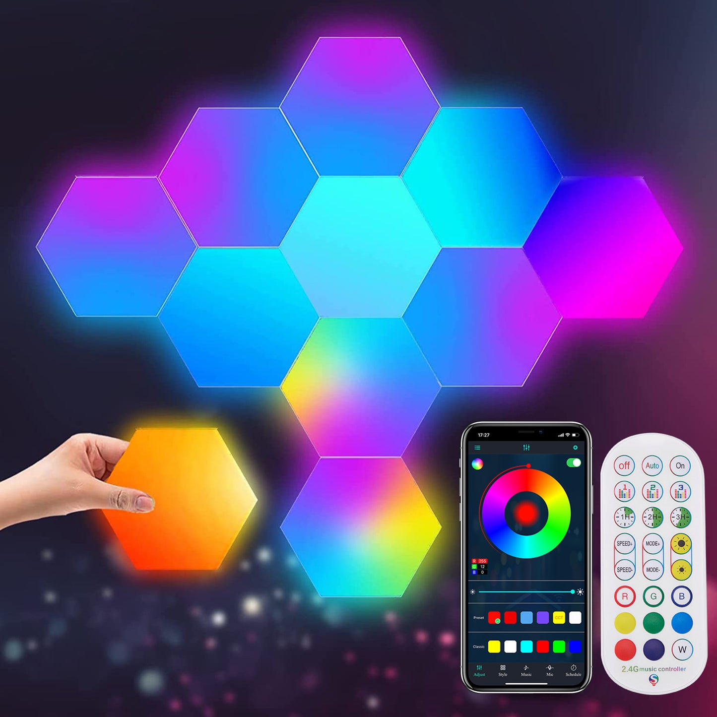 LED Smart Hexagon Lights Table and Wall Lights